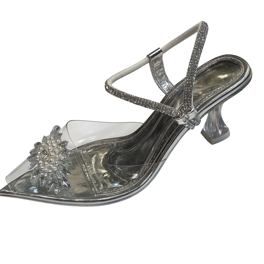 Silver Pearl Crystal Embellished