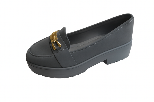 Charcoal Gold Accent Platform Loafers