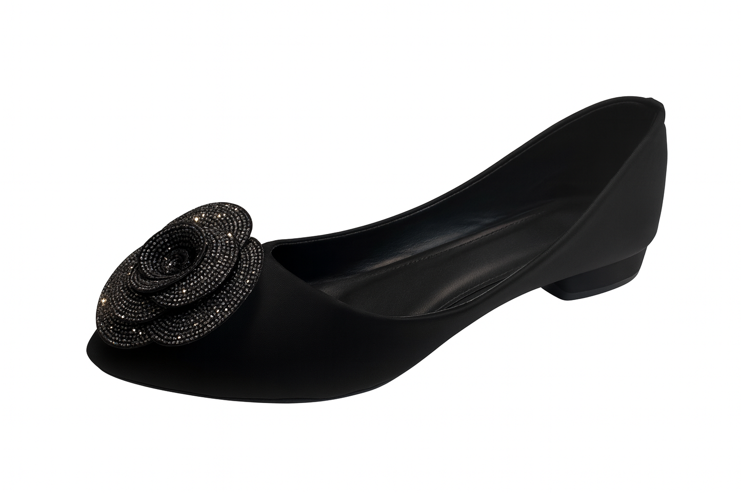 Noir Rose Embellished Flats