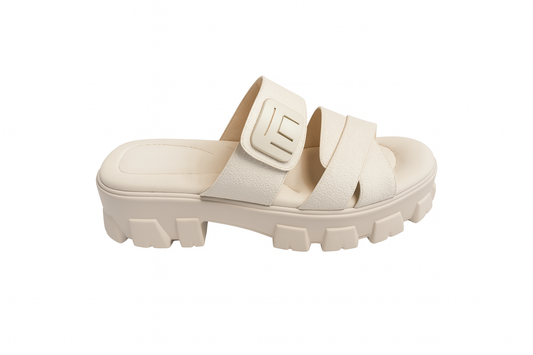 White Chunky Comfort Sandals – Slip-On Everyday Flats
